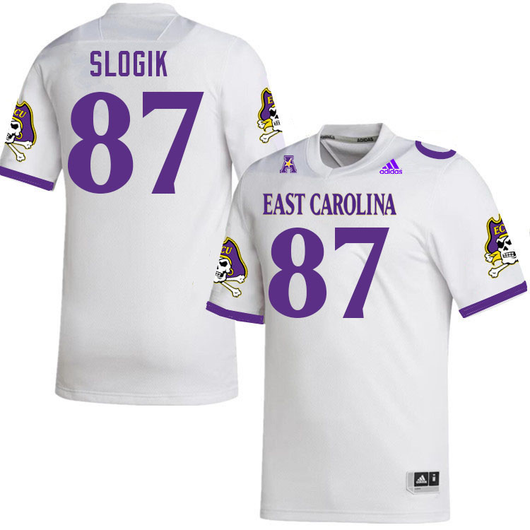 Men #87 Nick Slogik ECU Pirates College Football Jerseys Stitched-White